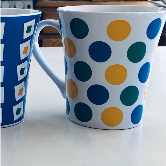 Set of 3 Element Coffee/Tea Mugs Colourful Print PolkaDots, Stripes, Diamonds - Picture 2 of 6